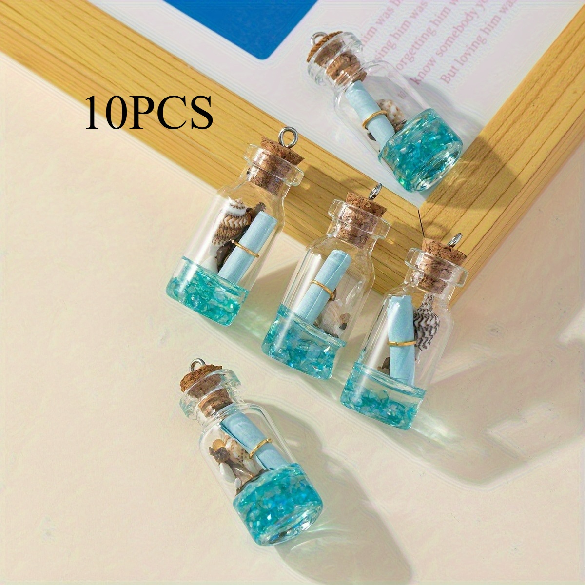 Image of Ocean-style Drift Bottle Pendant, Diy Wish Bottle, Suitable As A Gift For Multiple Occasions, Company Parties/events/wedding Set Gifts. The Bottle And Used To Write Messages.(be Careful When Opening.)