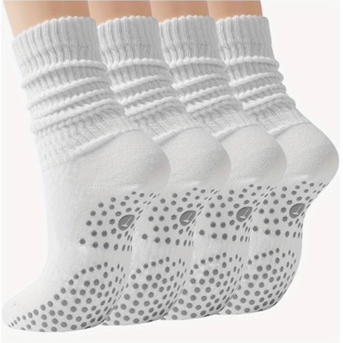 TEMU 2-pack White Versatile Non-slip Yoga Socks With Anti-slip Sole, Indoor Activities, Sports, Fitness, And Dancing – Stylish Skirt-style Essential