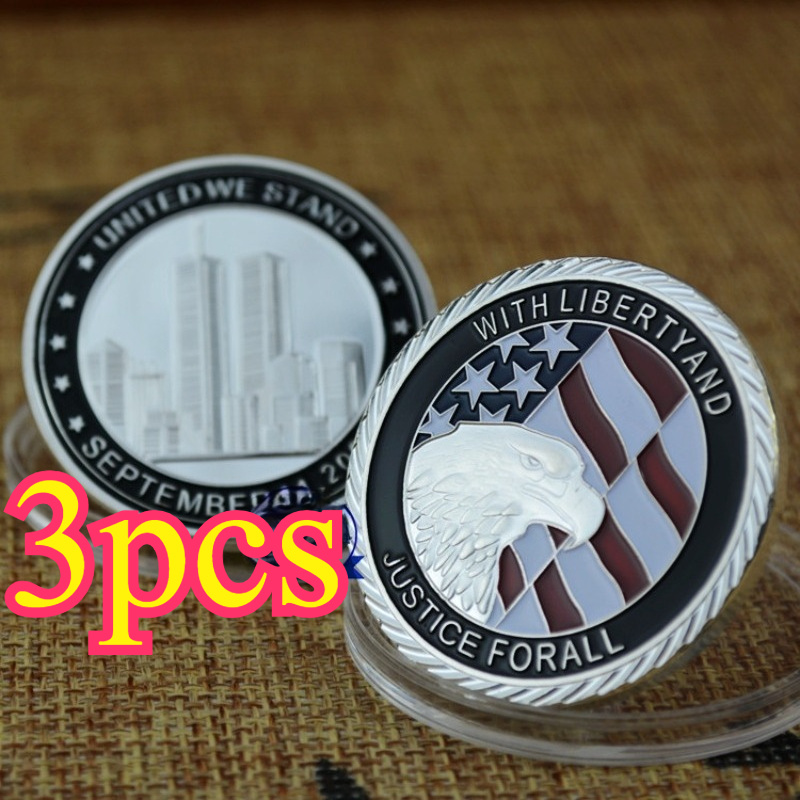 TEMU 3pcs Eagle 911 Collector' Commemorative Badge, Painted Metal Badge, Coin