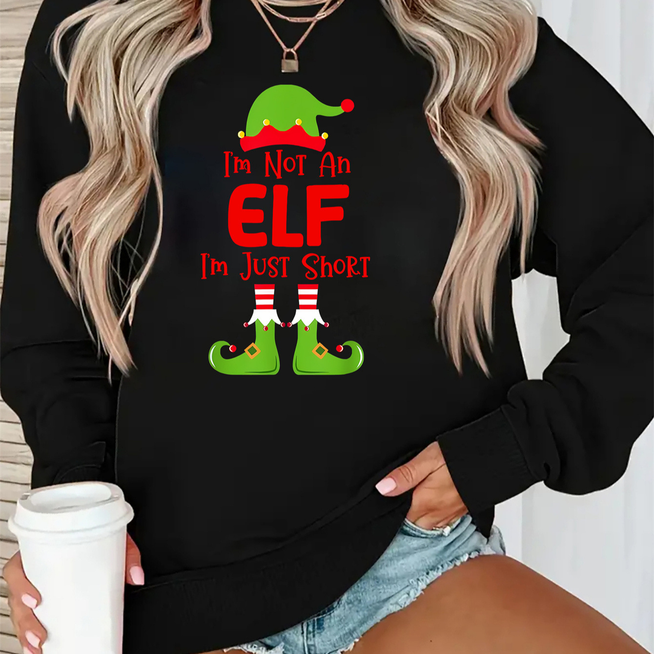 

's Christmas Sweatshirt, "i'm An Elf" , , , Top For