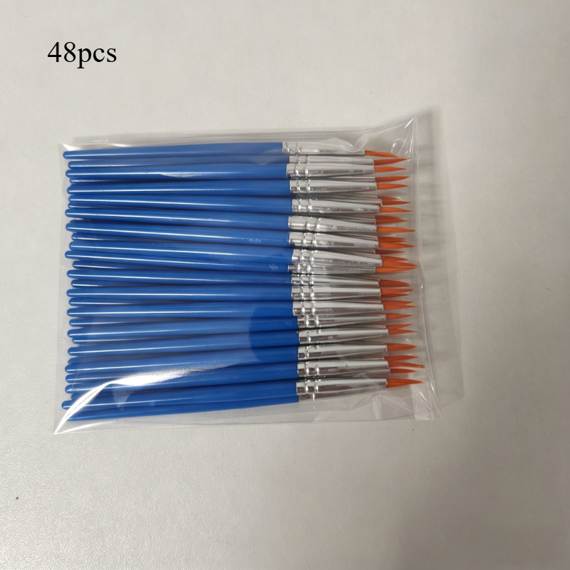 48 darabos kis hegyes ecsetkészlet, műanyag rövid nyelű nylon sörtés ecset, alkalmas osztálytermi oktatásra,…: retailer-supplied image