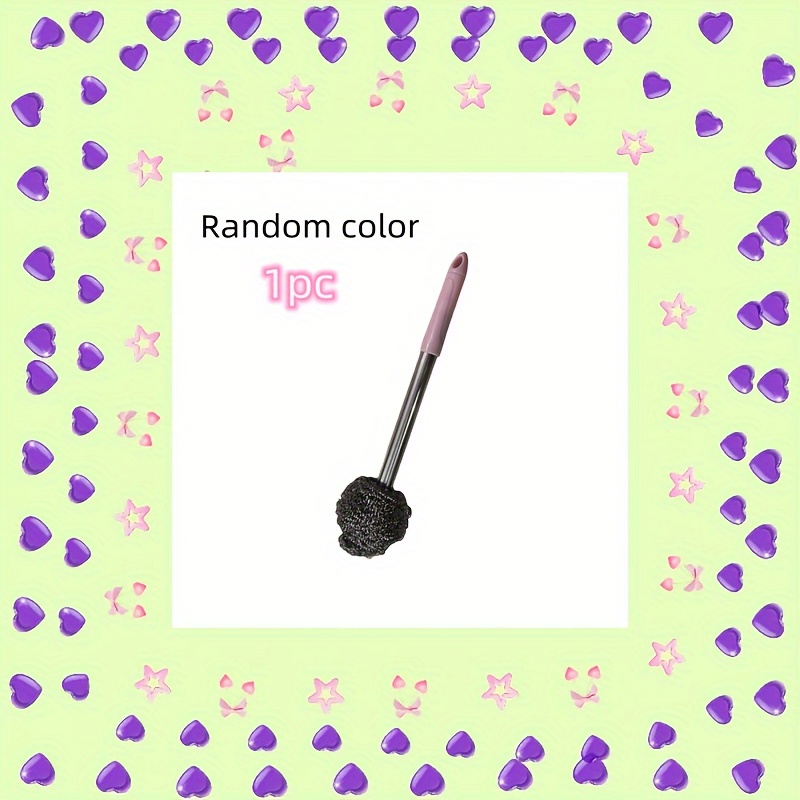 Image of Random 1pc Stainless Steel Toilet Brush With Extended Handle - Powerful Cleaning Bristles, Ergonomic Grip And Options, Deep Cleaning Bathroom Surfaces