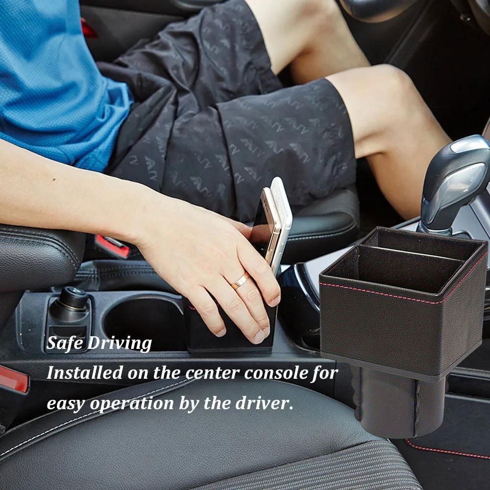 1pc Car Center Console Storage Box, Pu Leather Organizer Container, Cup Holder Pocket Center Console Organizer