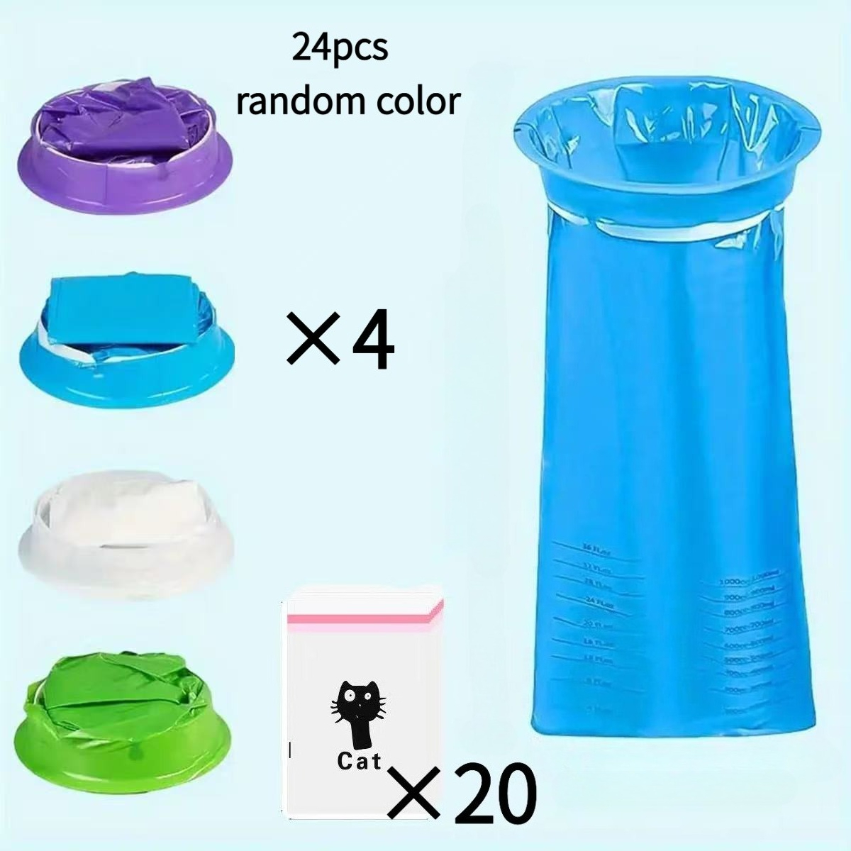 Image of 24pcs Car Portable Vomit Bags, (20pcs Portable Trash Bags And 4pcs Random Colors Vomit Bags) Outdoor Travel Trash Bags, Camping, Vomit Bags, Bags, Leak-proof And Waterproof Vomit Bags