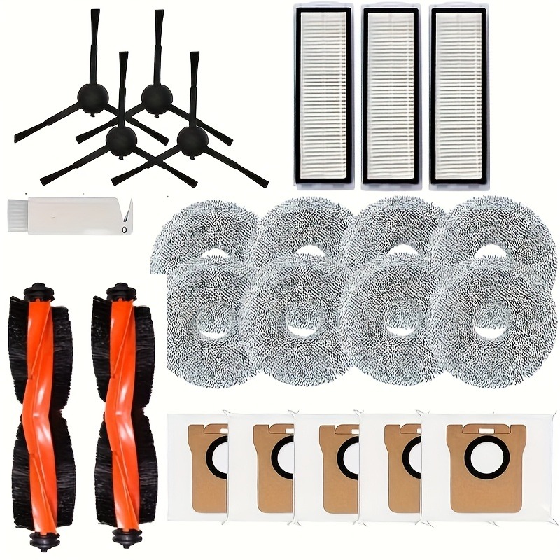 Kompatibilen nadomestnih dodatkov za robotski sesalnik Xiaomi X20 Max / X20 Pro, skupaj 23 kosov, vključno z 2 glavnimi ščetkami, 8 krpami za