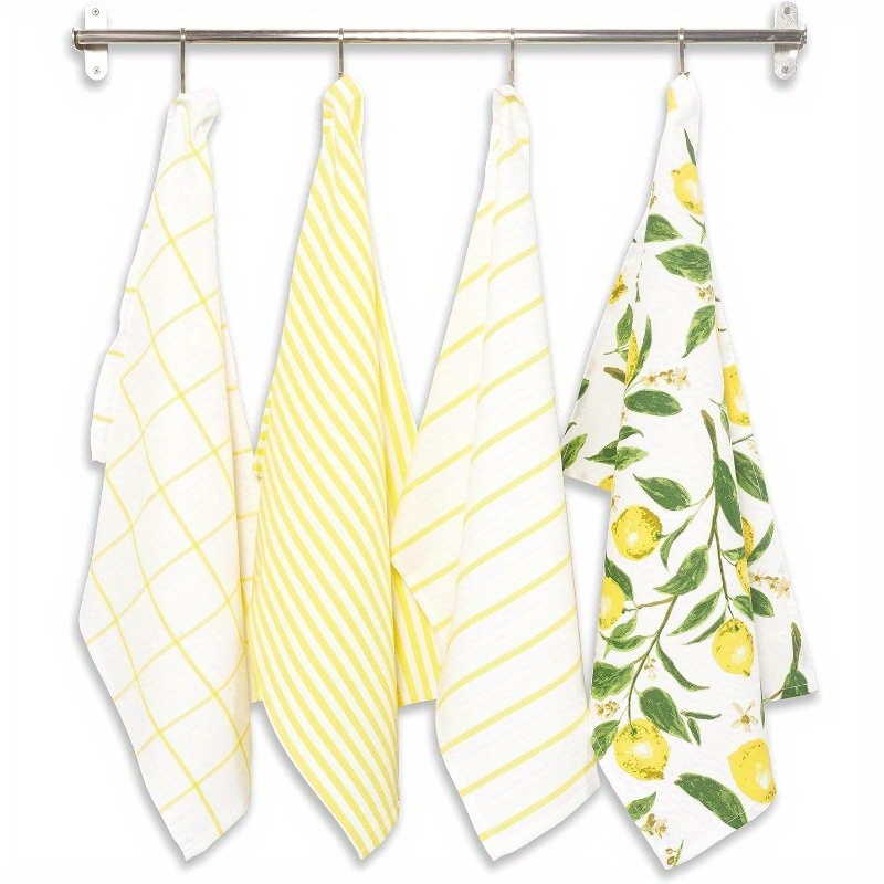 Set Of 4 Dish Towels, Washable Cleaning Cloths, Measuring 16 By 24 Inches With A , Suitable For Use In The Bedroom, Bathroom, And Kitchen, Versatile Cleaning Towels
