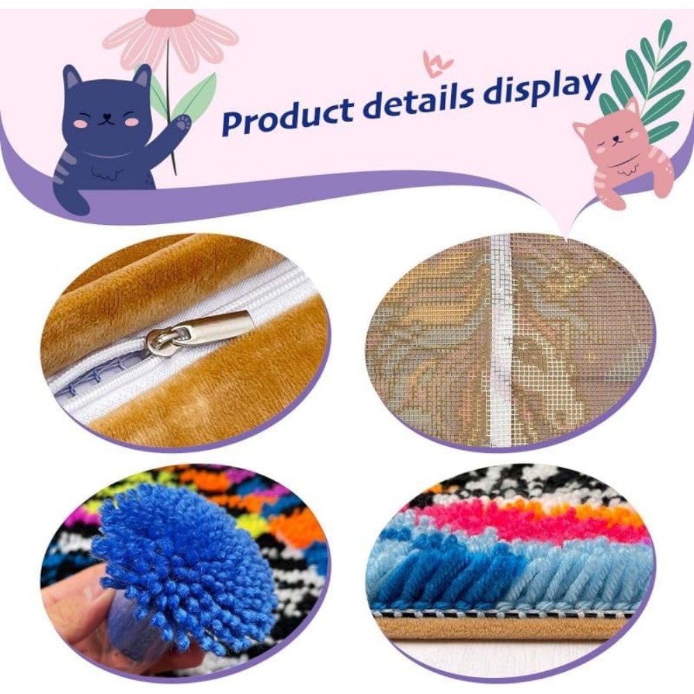 Latch Hook Pillow Kit with Pattern Printed Canvas