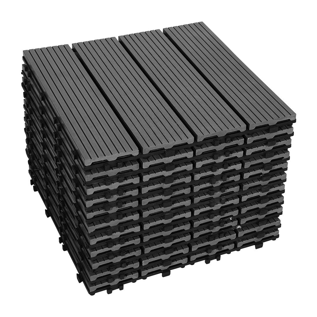 E-shop 1M² WPC Terrassenfliesen 30x30cm/60x30cm UV-beständig für Garten und Balkon Grau/Braun/Tek/Donkergrau Geeignet für Innen- und Außenbereich