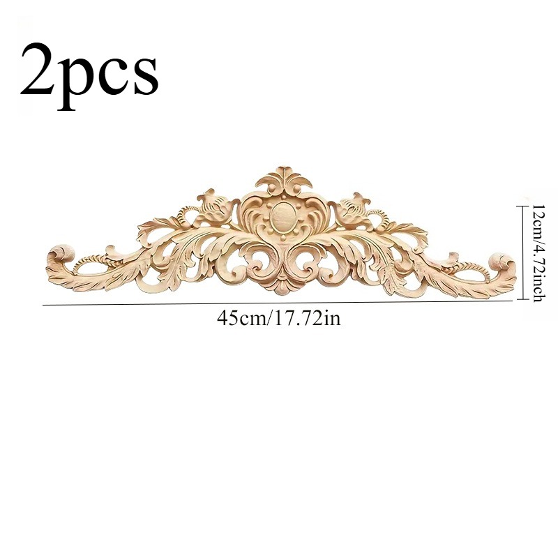 TEMU 2pcs Set Of Long Strip Gemstone Floral Wood Carving, Nordic Style Handmade Solid Wood, Holiday Gift, Living Room Bedroom Home Decor Hanging