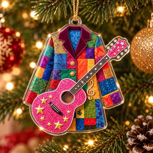 2d flat country music christmas acrylic ornament coat