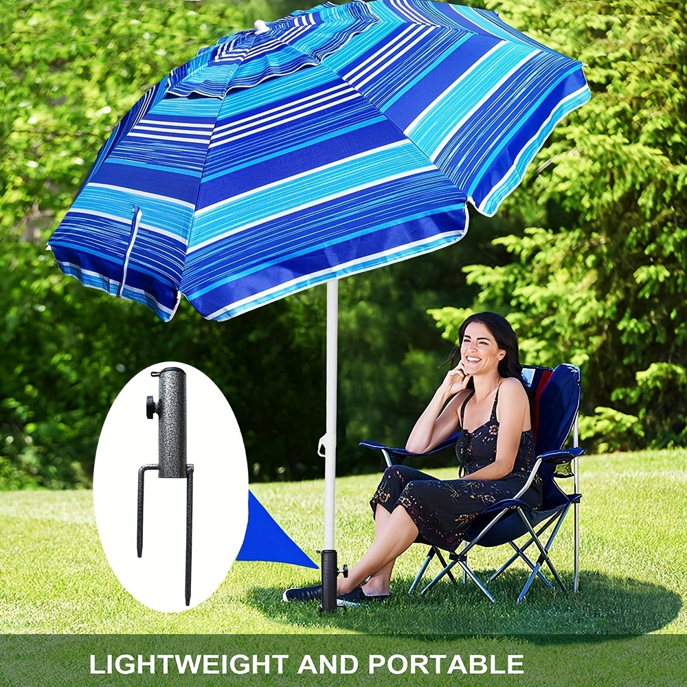 TEMU 1pc Heavy-duty Metal Stand Holder- Adjustable Portable Ground Anchor- Flags, Umbrellas, Fishing Rods- Outdoor Use Parks& - Fits Soil& Lawn- 14in