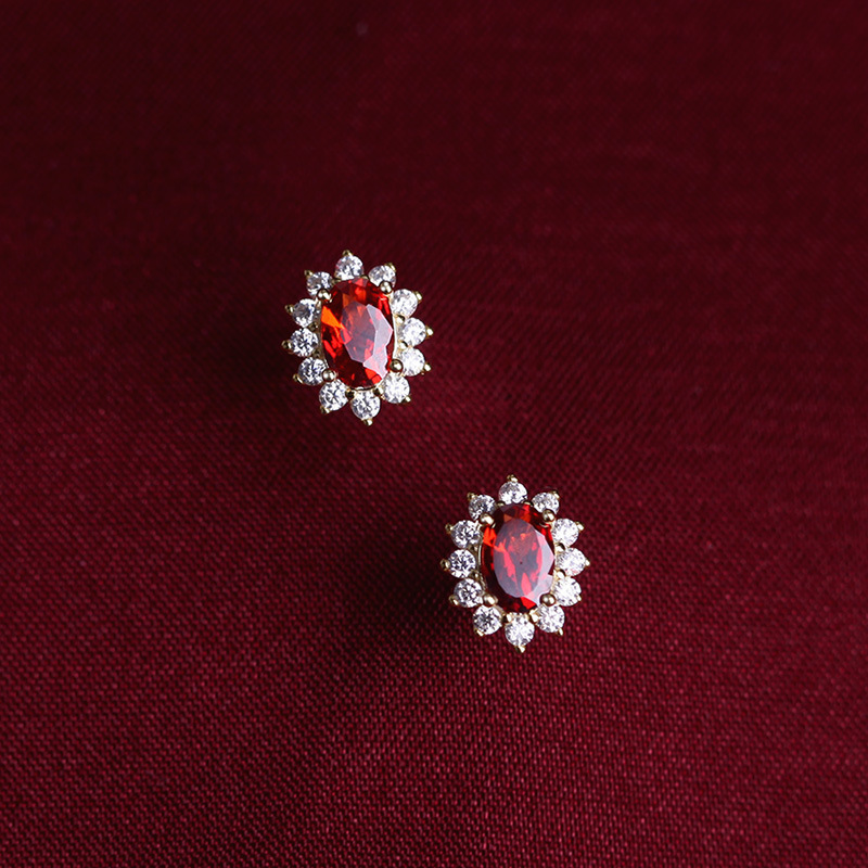Fashionable Colored Stud Earrings, Luxurious Zirconia