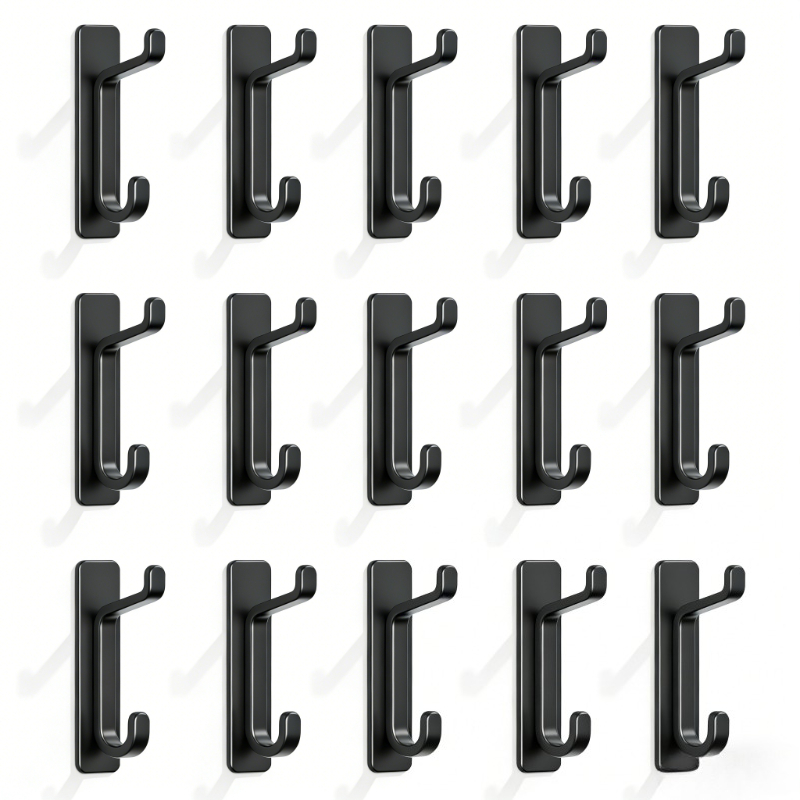 E-shop 15 Stück selbstklebende Haken, Badezimmerhaken, Hotelhaken, ultrastarke Klebehaken, zum Aufhängen von bis zu 6 kg, ABS-Material, robuste