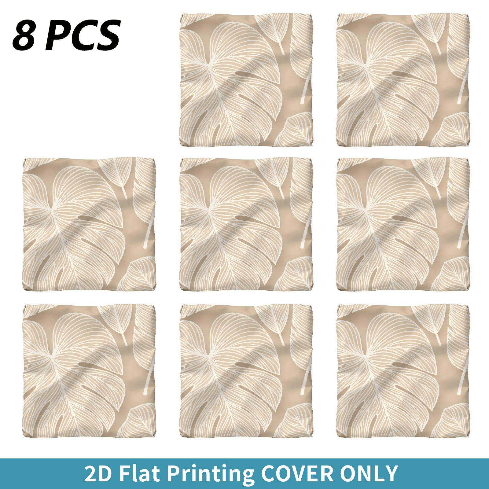 TEMU 8pcs Housse de canapé d'extérieur beige feuille avec impression numérique naturelle, ( la housse - CANAPE NON INCLUSE), Thème tropical, Lavable
