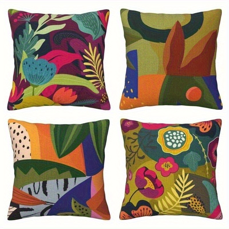 TEMU 2D Flat - 4 pezzi, Stampa su entrambi i lati, Stampa 2D Flat, colorata in peluche corto e , Diverse dimensioni, Adatta a tipi di stanze e luoghi
