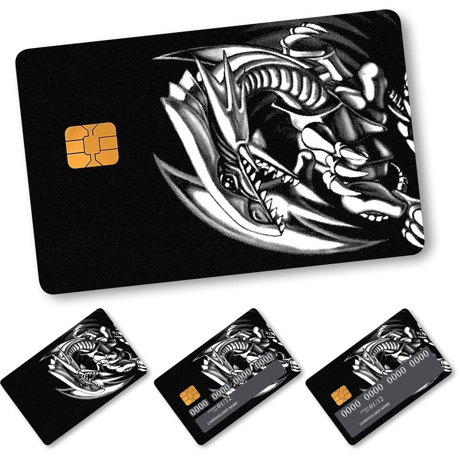 

4-pack Men's Pvc Credit Card Covers, Dragon Design, Waterproof, -resistant, Ultra-thin, -free Adhesive, Removable Decal For Credit, Debit, And Transit Cards