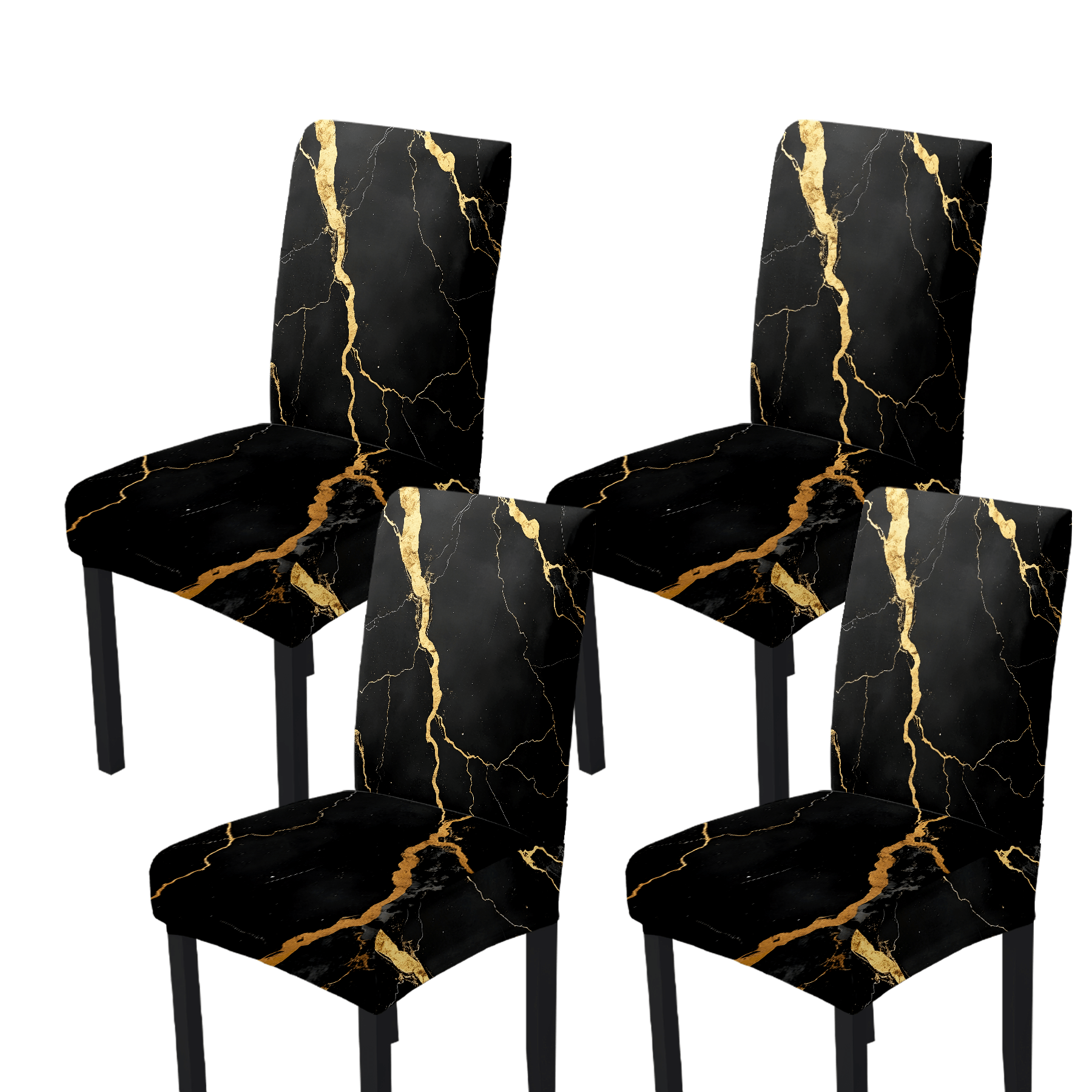 TEMU 2d Luxurious Black Texture Full Chair Cover, Elastic Comfortable And Easy To Care, Machine Washable And, Use For Home Dining Room Hotel Banquet