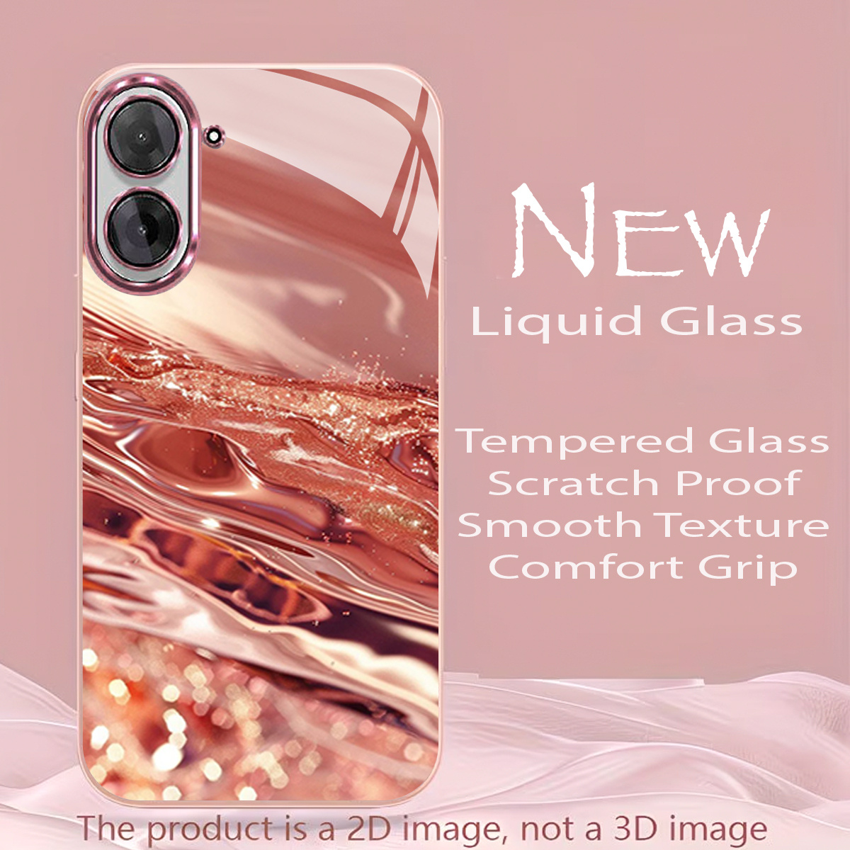 custodia per telefono -   ondulato liquido   per xiaomi poco x8 pro max, cover   per telefono in vetro elettroplaccato, rosa   oro