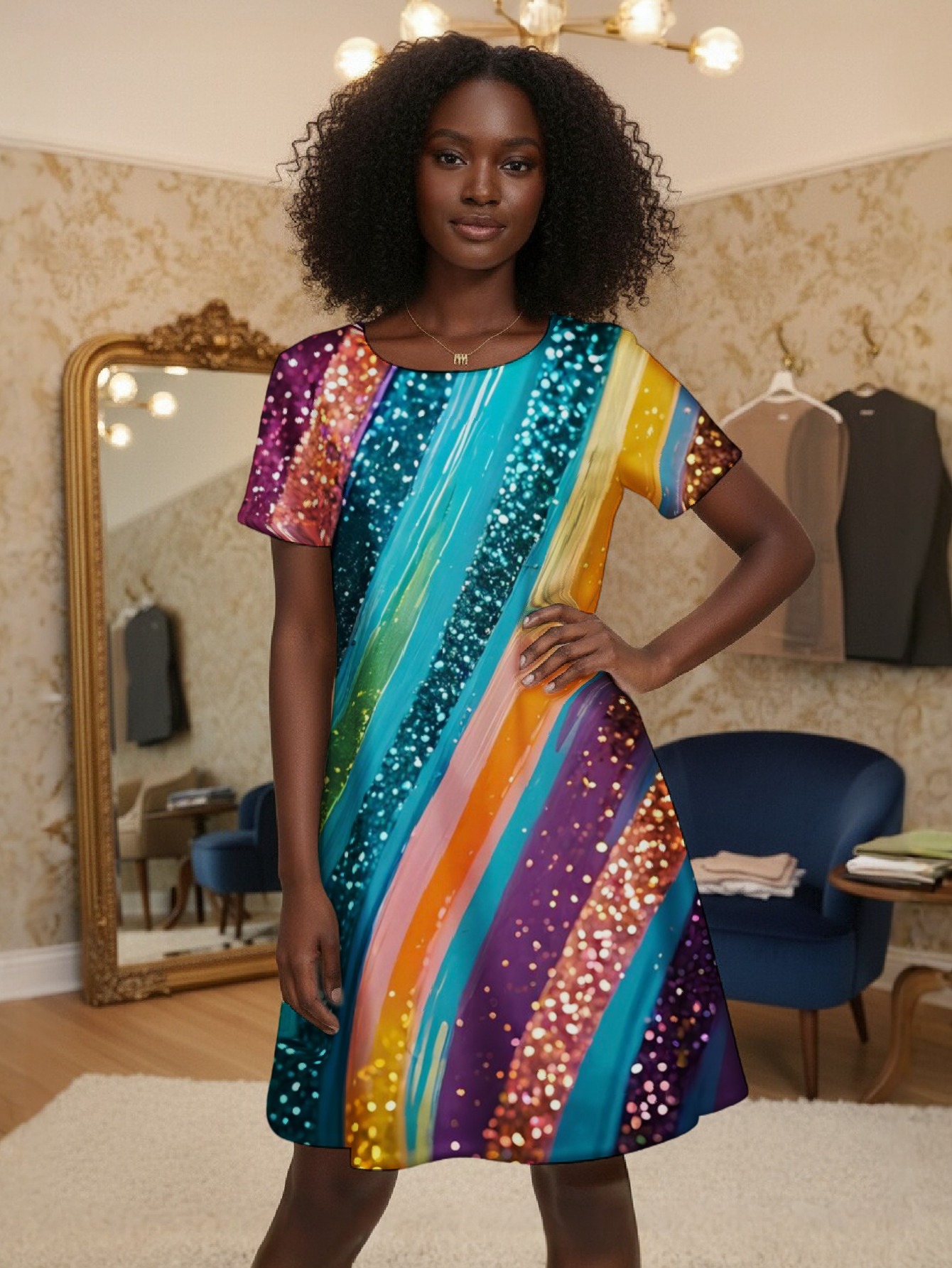 sequin dress rainbow sold on Temu United States