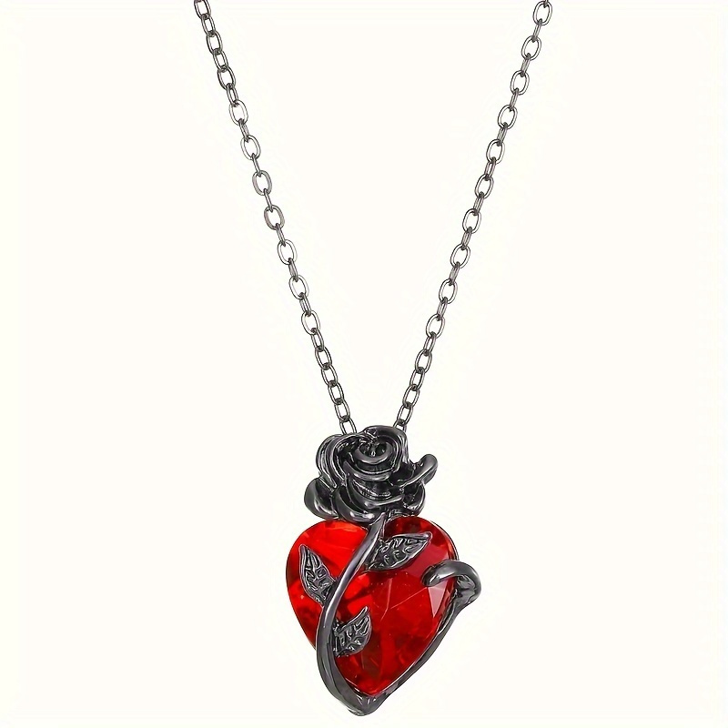 TEMU Gothic Y2k Red Pendant Necklace, Casual Casual Fashion Jewelry For Men And Women, Gift