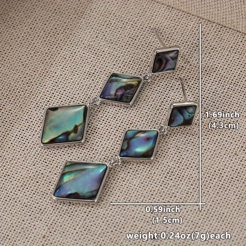 Vintage Bohemian Abalone Shell Pendant Earrings