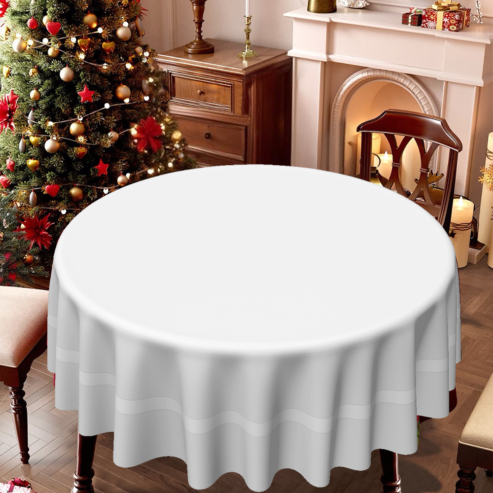 TEMU 2d Printed 70.87x70.87inch/180x180cm Round Tablecloth, Christmas Solid , Suitable For Christmas, New Year's Day, Party, Picnic, Gathering. Ideal