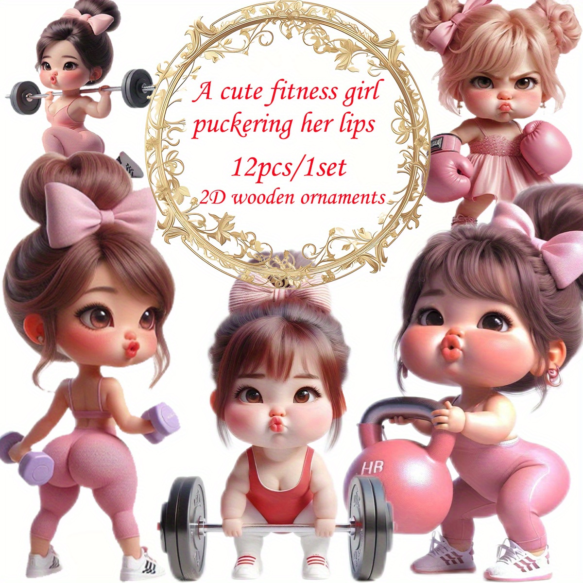 

12pcs Fitness-themed Wooden Pendant Set, Cute , Party Favors, Classroom Decor, Office Accessories, Car Hanging Ornaments, Holiday Gifts, With Suitable For 14+