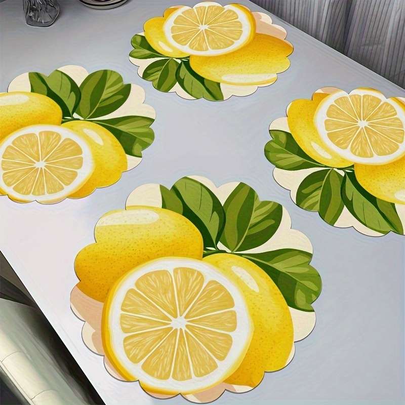 TEMU 4pcs Round Polyester Placemats Set, 15inch, , Only, Non-slip, Heat Resistant, Durable, Fabric, % Polyester, Table Decoration