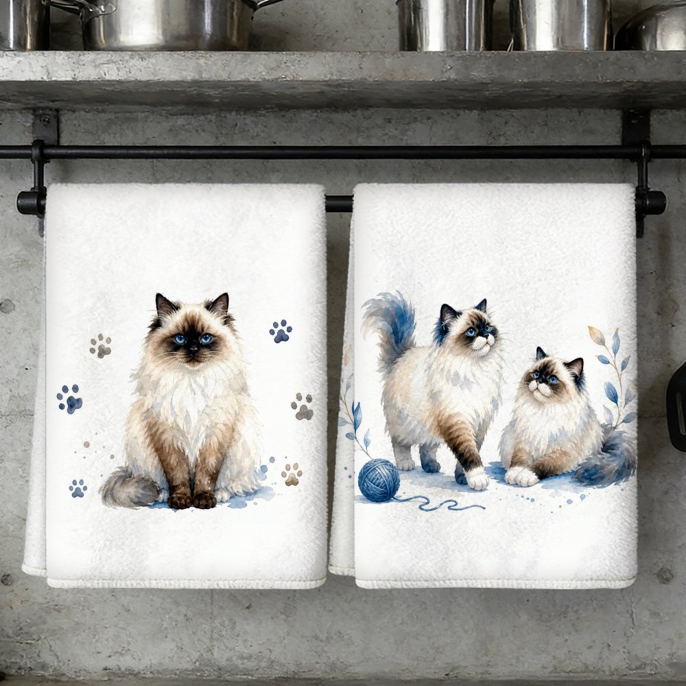 TEMU 2-pack Kitchen Towels, Soft And Absorbent Microfiber Tea Towels, Decorative Housewarming/birthday Gift For Mom, , Neighbors, Watercolor Puppet