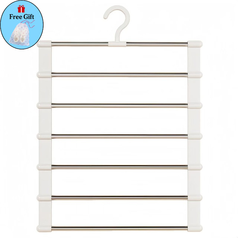 TEMU 2pcs Combo Set (pants Hanger X 1pc And Free Cherry Bundle Pocket X 1pc) Space-saving Pants Rack, Anti-slip Wardrobe Organizer, Suitable For