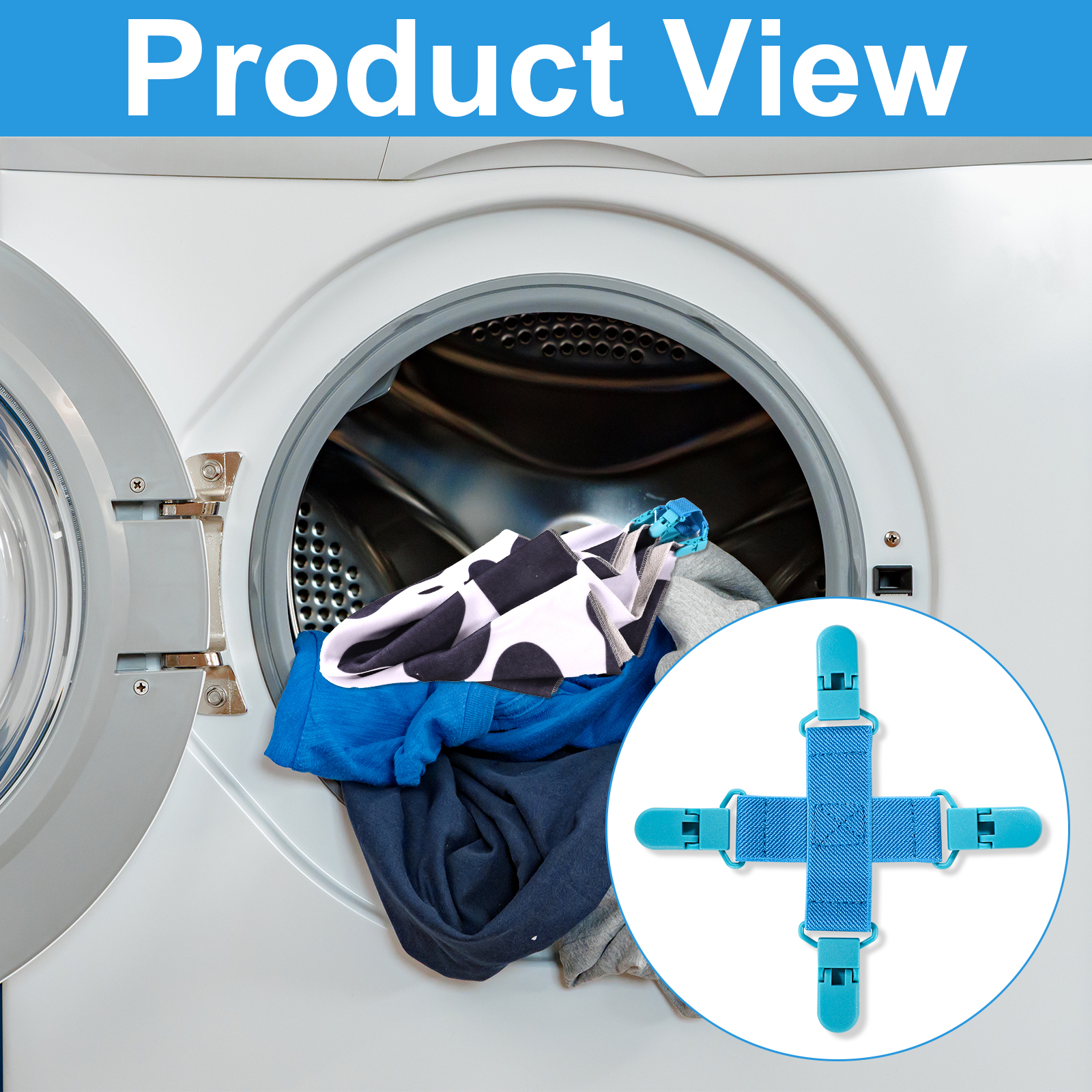 2pcs   bed sheet detangler blue fitted sheet dryer clips suitable for washer dryer pp plastic laundry wad   to prevent tangling   sheet clip for washing machine dryer cycle