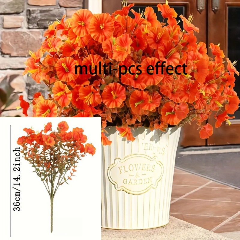 TEMU 2 Bundles Of Autumn Anti-uv Artificial Plants, Suitable For Outdoor Decoration - Non-fading Autumn Flowers, Suitable For Hanging Baskets, Flower
