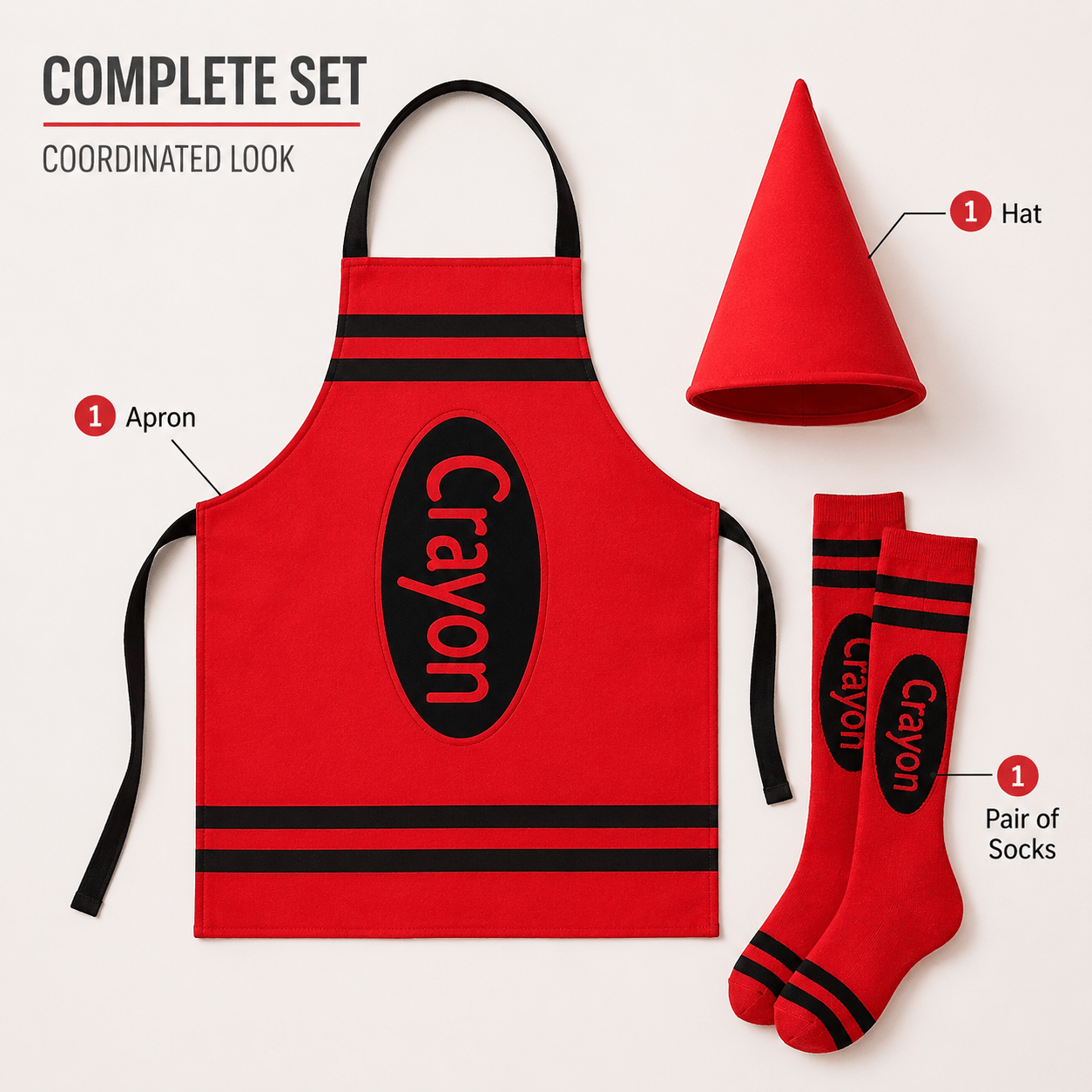 3pcs Crayon-Themed Costume Additions Kit