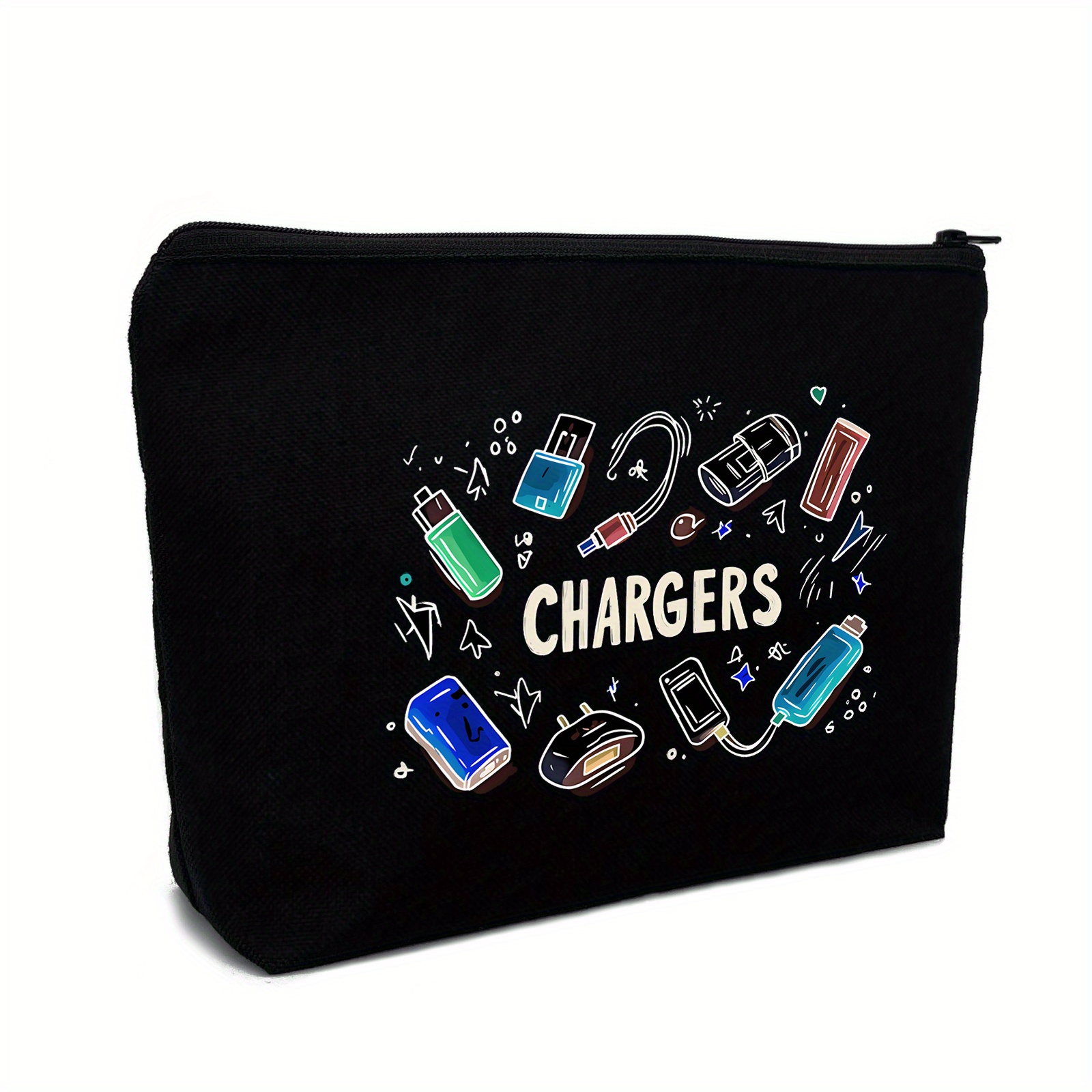 

1pc Unisex-adult Canvas Charger Organizer Bag, Non-electronic Accessories Pouch, Travel Cable & Usb Storage Case, Hypoallergenic, Random