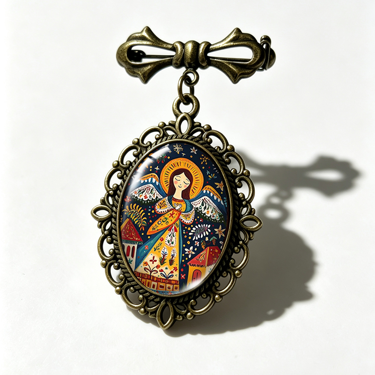 TEMU 1pc Original Floral Collar Needle, Folk Religious Jewelry, Suitable For Christmas Gifts And Collectors