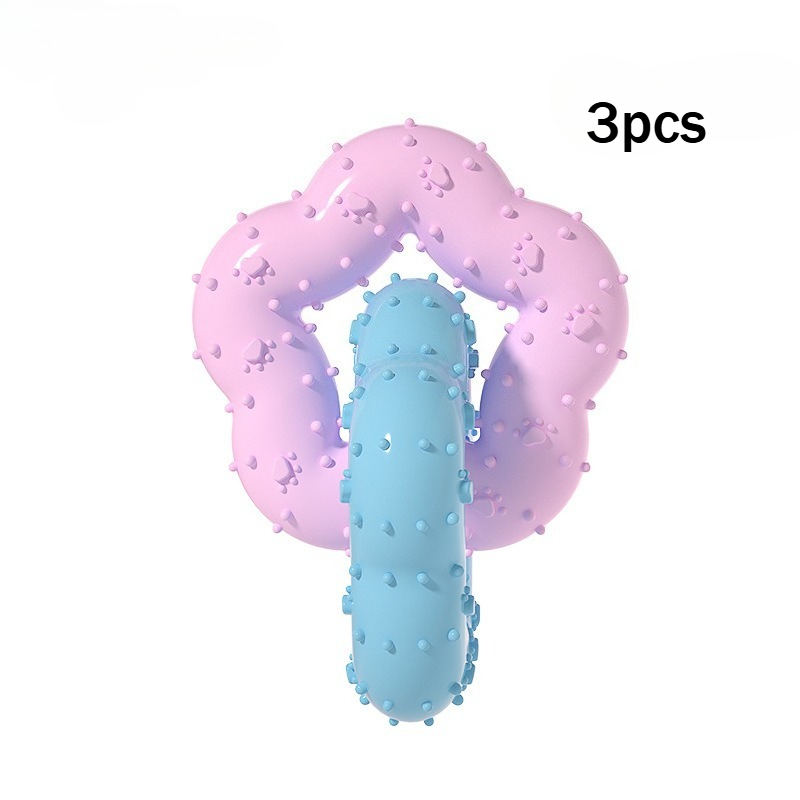 Image of 3pcs Pet Toy Chew Teething Flower-shaped Dog Toy Self-entertainment Boredom-relief Dog Toy Chew Toy