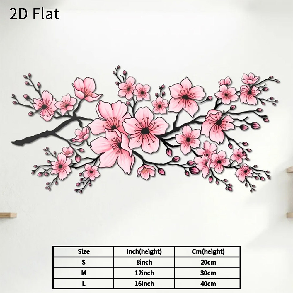 TEMU 2d Flat, 2d Flat 1pc Cherry Metal Wall Art Elegant Floral Decor For Living Room Bedroom Unique Modern Metal Sign Rustic Home Wall Hanging Gift