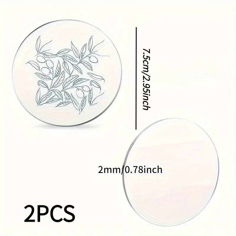 TEMU 2d Flat Surface, 2pcs Of Transparent Acrylic Round Panels, 7.5cm / 2.95 Inches, Thickened Plastic Acrylic Panels, 2d Flat