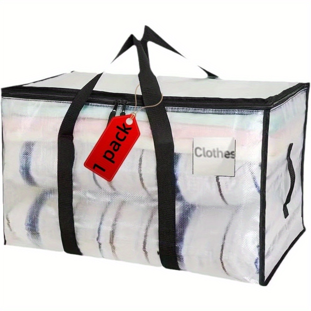 1 Pack Heavy Duty Moving Bags Extra Large Packing Bags Moving Storage Bags With Strong Carrying Handles And Zippers Foldable Space Clothes White