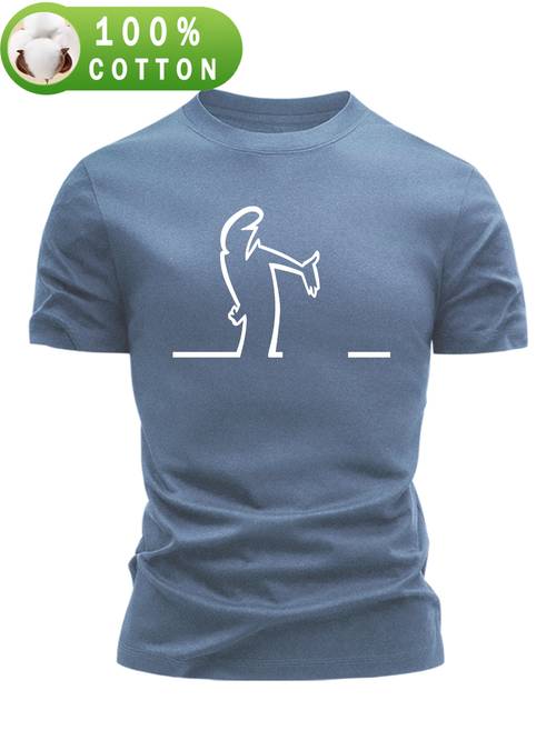 mens 100 t shirt summer short sleeve fit trendy and fashionable versatile casual base layer with an abstract line featuring a minimalist and unique print