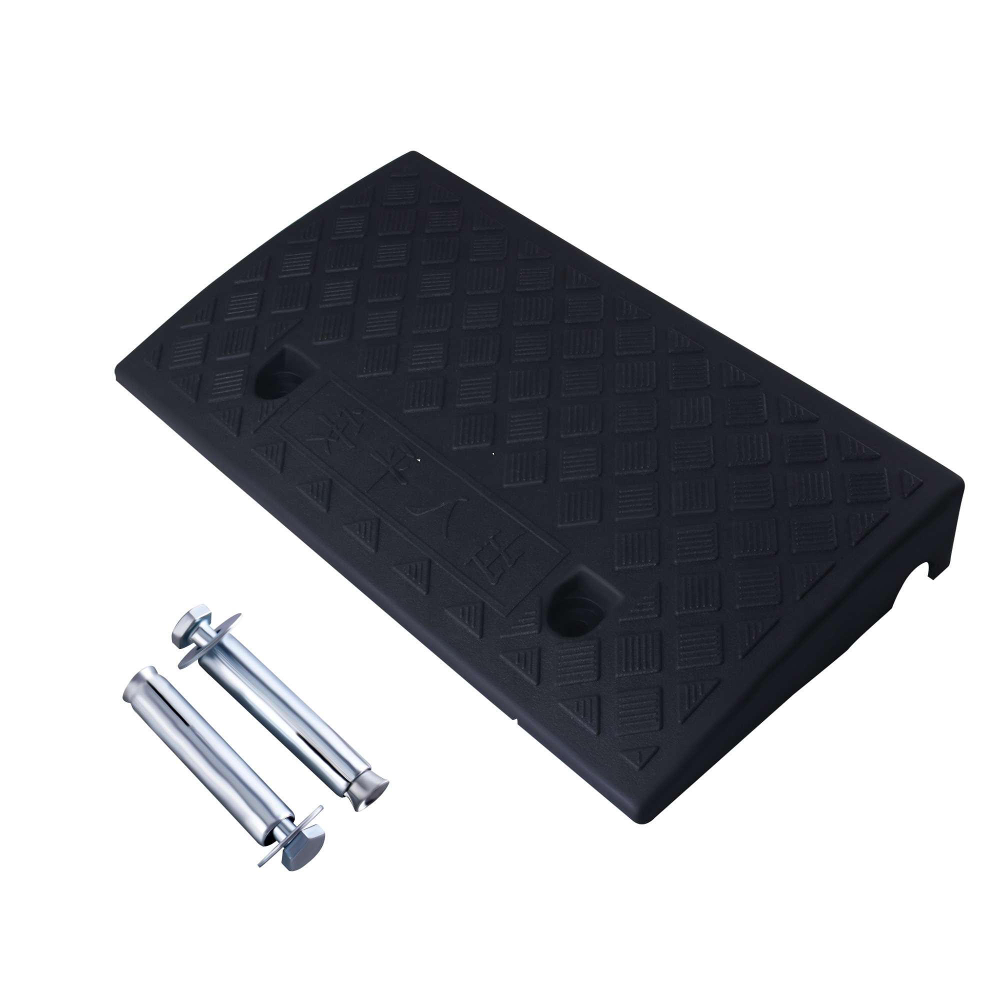 Image of Single Piece Plastic Ramp Measuring 50x27x7cm, Designed For Door Sills, Steps, And Garage Entrances, Providing A Threshold Solution