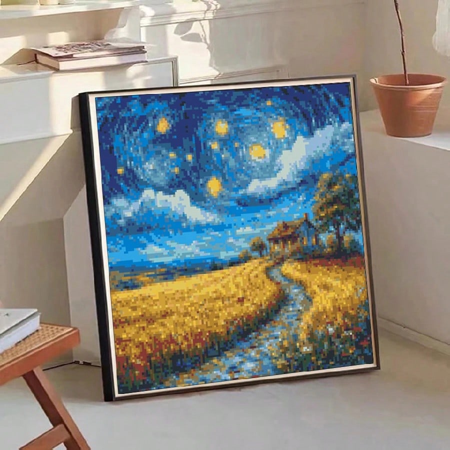 Counted Cross Stitch Kit: Van Gogh Starry Night Embroidery Pattern