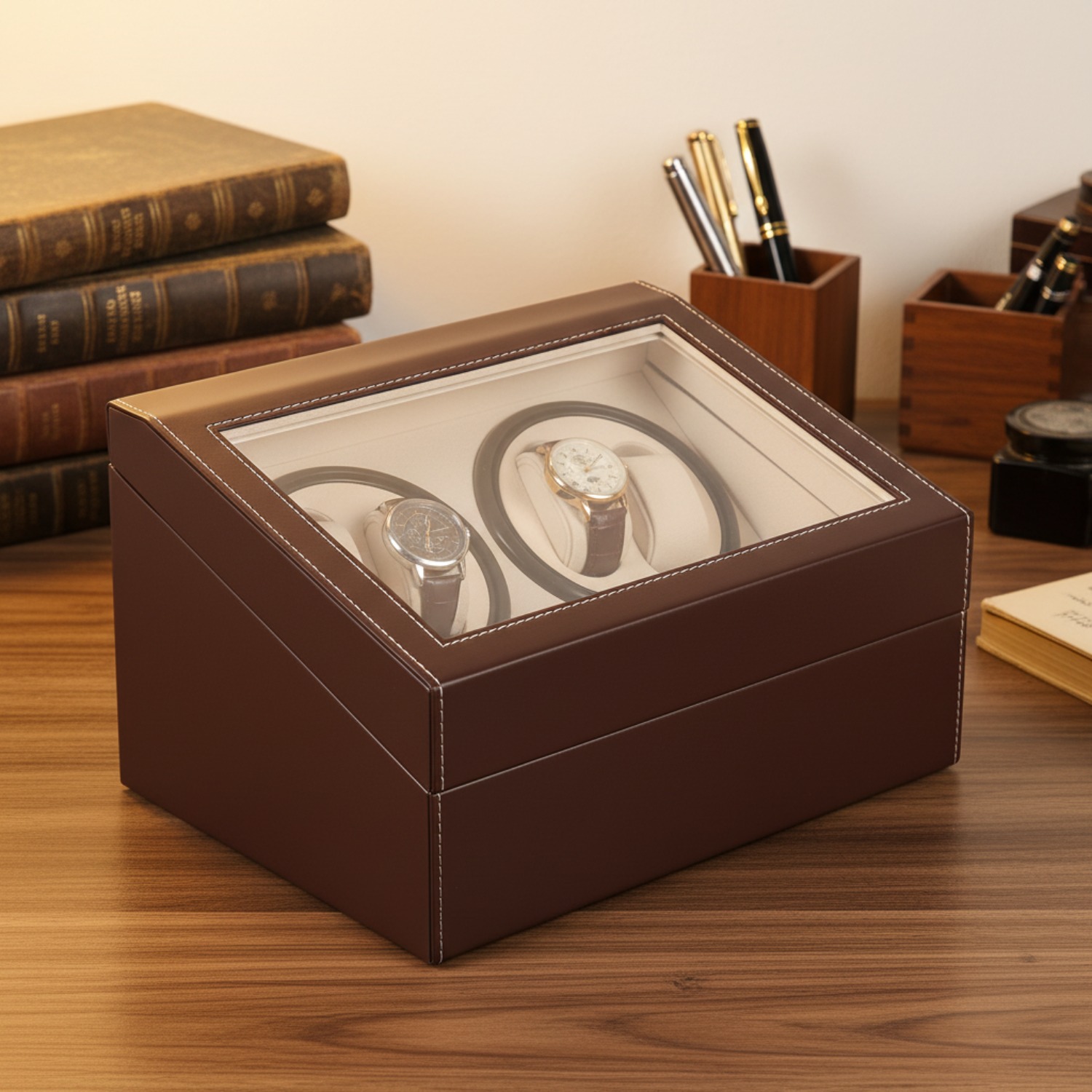Watch Storage Box Automatic Winding Design High-grade Texture Jewelry Storage Container For Household Display And Collection