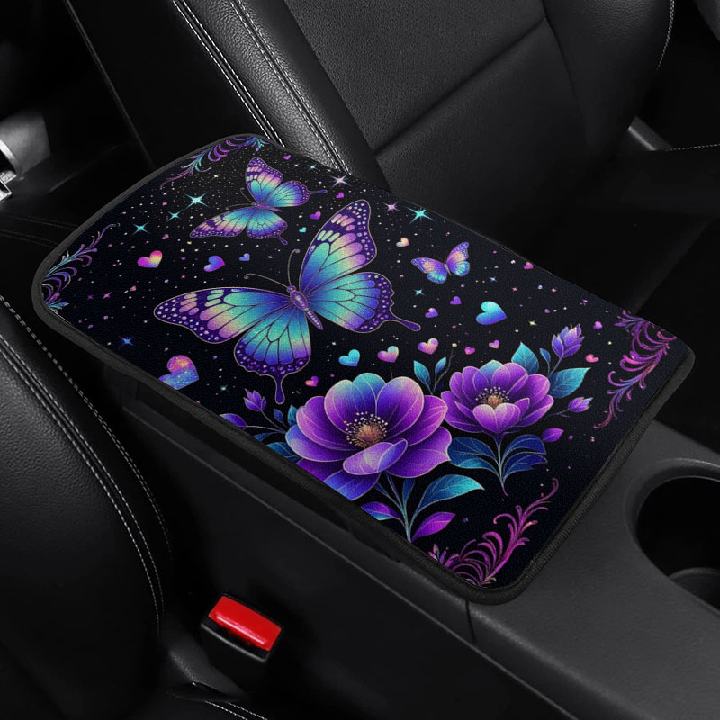 TEMU 1 Housse de -Bras de Voiture Florale Papillon Violet – Protecteur de Console Confortable pour Voitures, Berlines, SUV, Camions – Accessoire