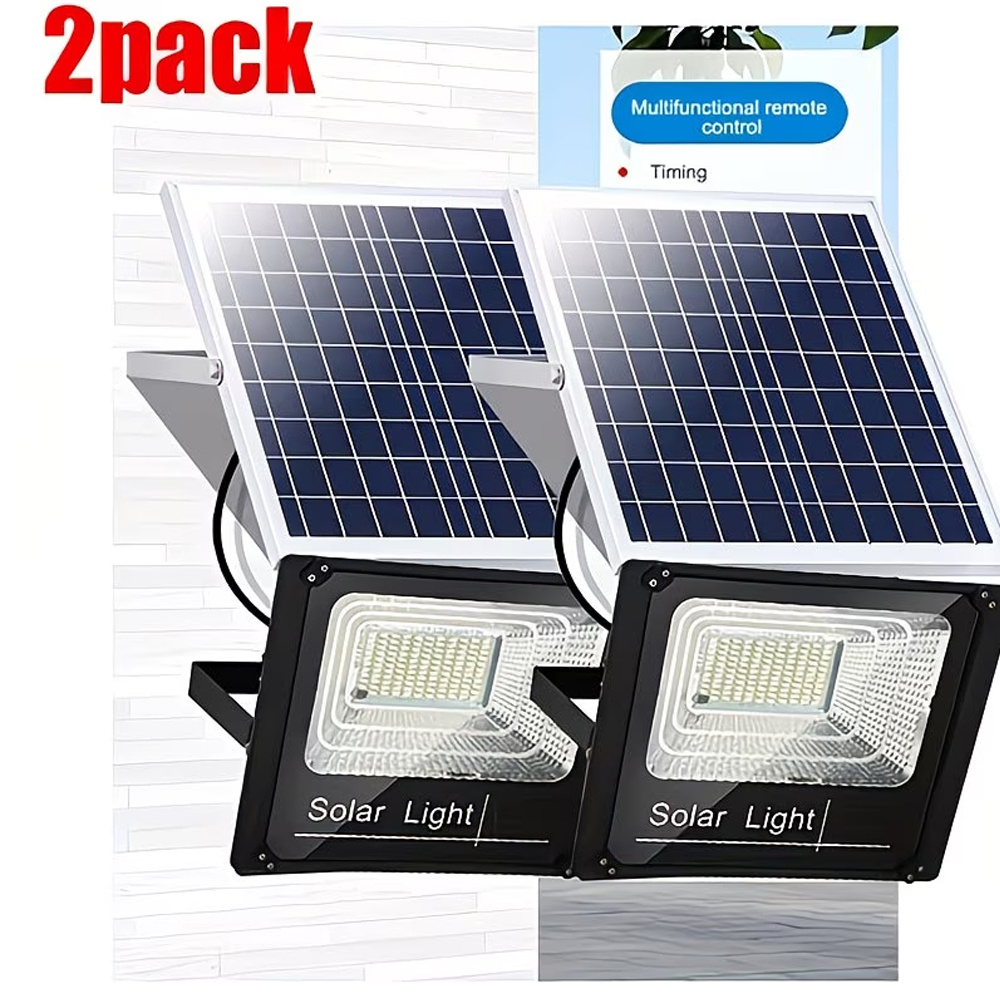 TEMU 2pack Solar Flood Lights Outdoor With Motion Sensor, 6500k , Ip67 Solar Security Lights, 3 (dusk To Dawn, Solar Powered), Dusk To Dawn Lighting,