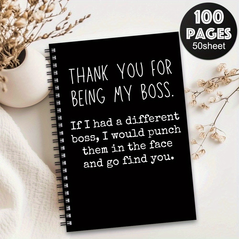 TEMU 1pc Of Humorous Boss's Day Spiral Notebook Travel Journal, Ideal For Work And, Appreciation Gifts For Employees And Company Teams, Meeting Notepad, Thank You Gifts For Colleagues And