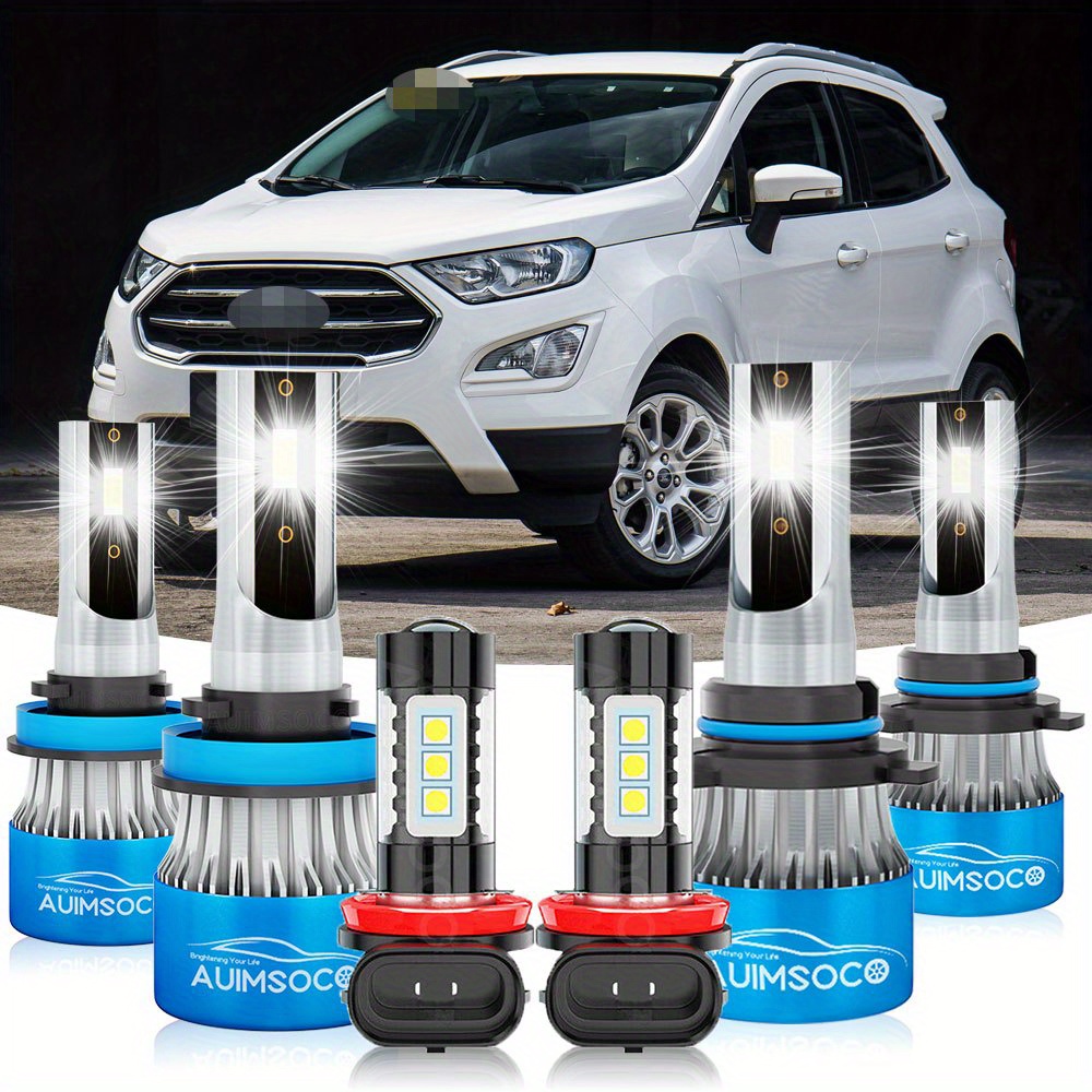 

For Ford For 2007 2008 2009 2010 6x Bulbs Kit Led Headlight Low + Fog Bulbs, 6500k , 4000lm , 40w Headlamps