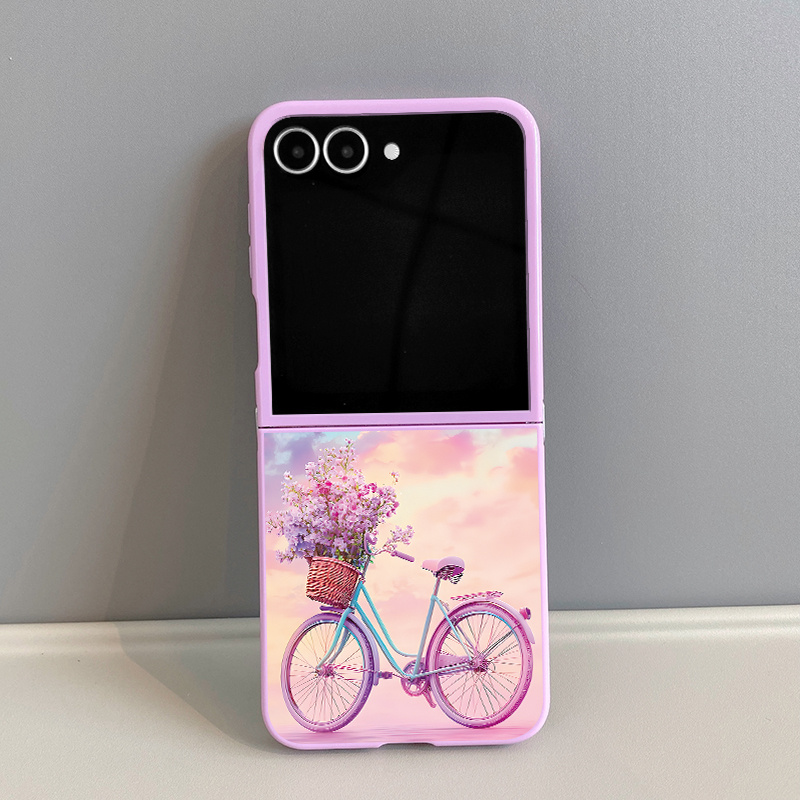 TEMU Phone Case - 6907 Colored Single Flower Light Purple Tpu Painted Pattern Suitable For Galaxy Fold Phone Case For Galaxy Z Flip 7/7se/fe, For