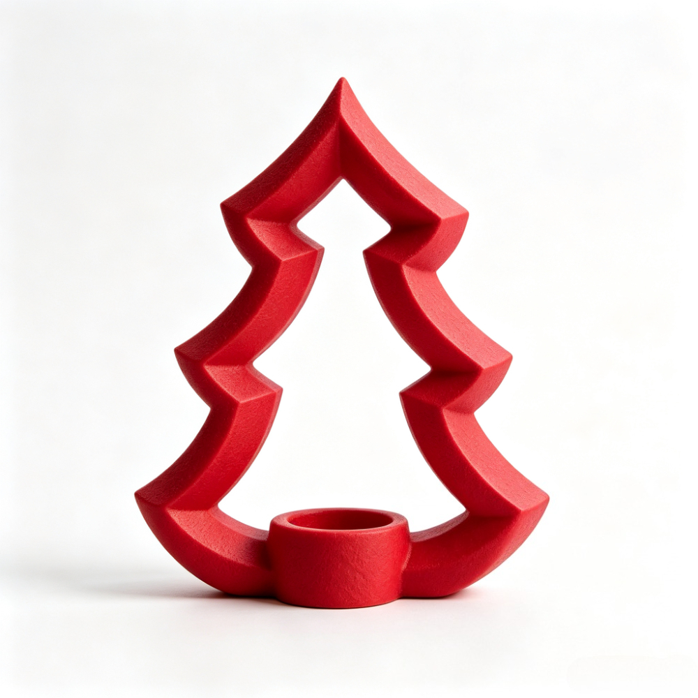 TEMU 3d Printed Nordic Style Hollow Christmas Tree Shaped Candle Holder Red Green White Three-color Ornament, Christmas Night Window Decoration, Room