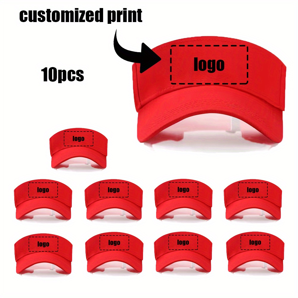 10pcs Custom Printed Unbrimmed Beach Hats